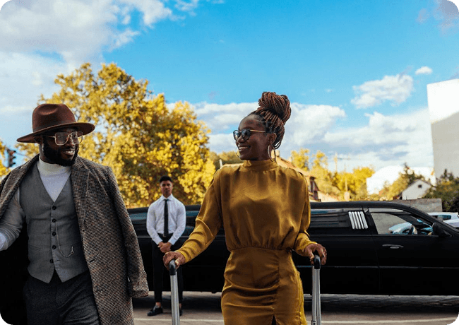 Passengers exploring the city in a Genius Limo luxury limousine