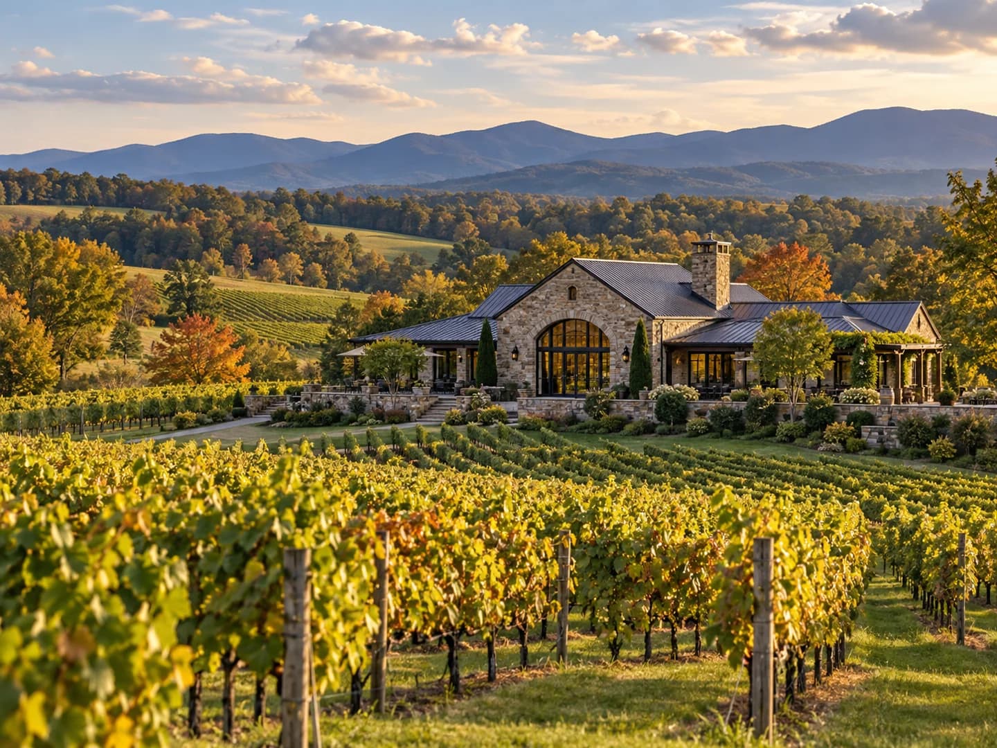 Illustrative Virginia vineyard landscape for a private wine-country trip