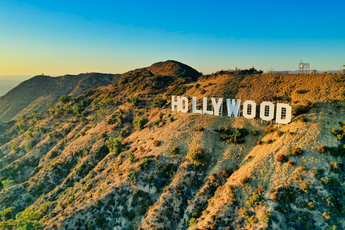 The Hollywood sign across the hills of Los Angeles