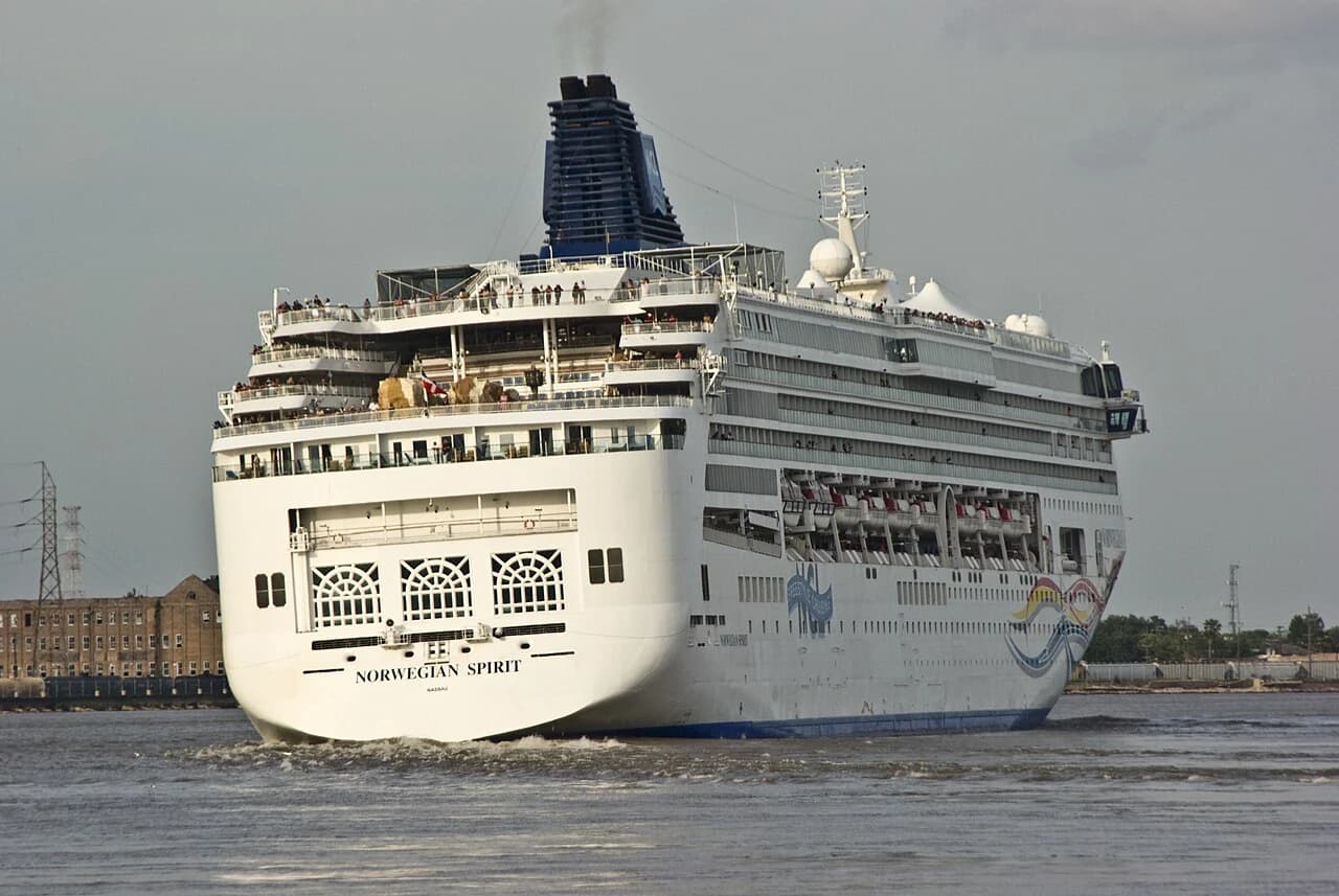 Norwegian Spirit cruise ship leaving New Orleans on the Mississippi River