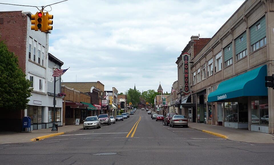 Local destination: Ironwood, Michigan (local-area view, not the airport terminal).