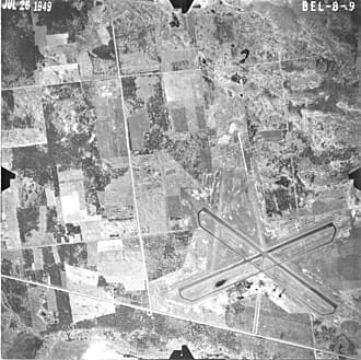 Archival aerial photograph of Bemidji Airport, 1949.