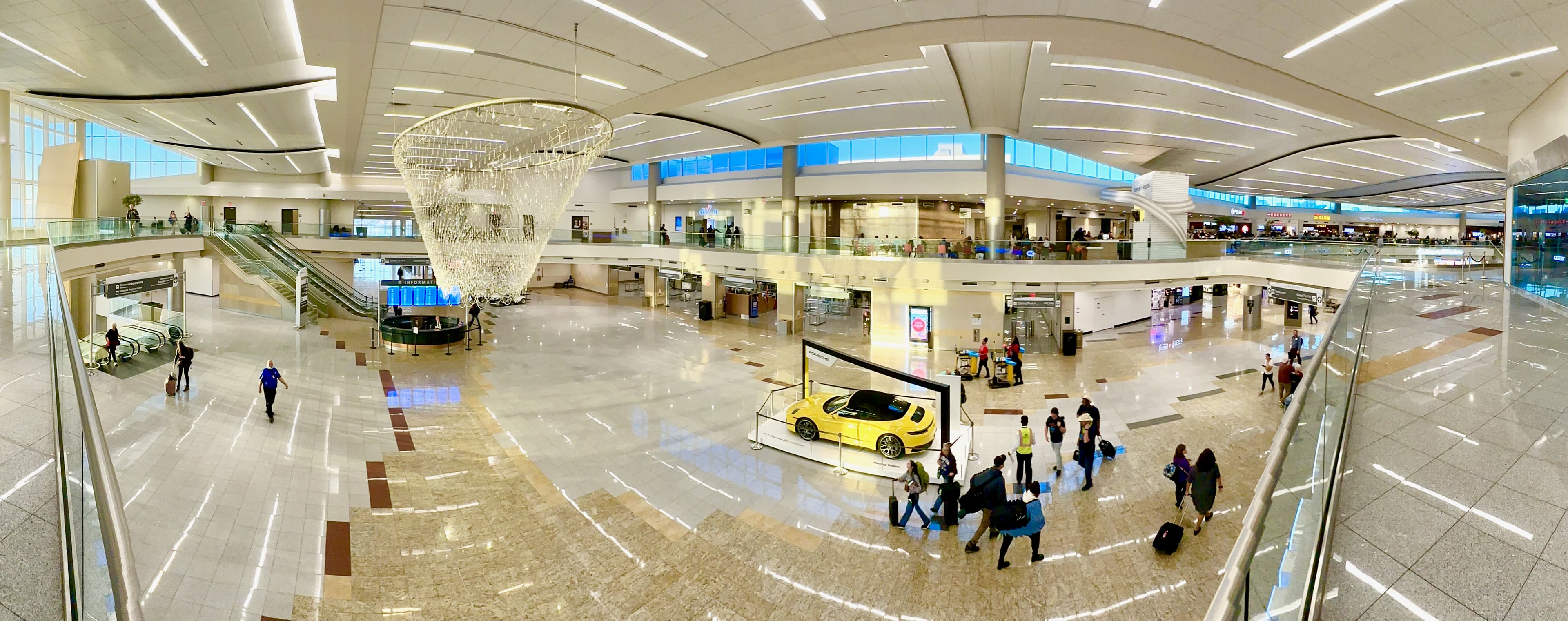 Panoramic view inside ATL’s Maynard H. Jackson Jr. International Terminal