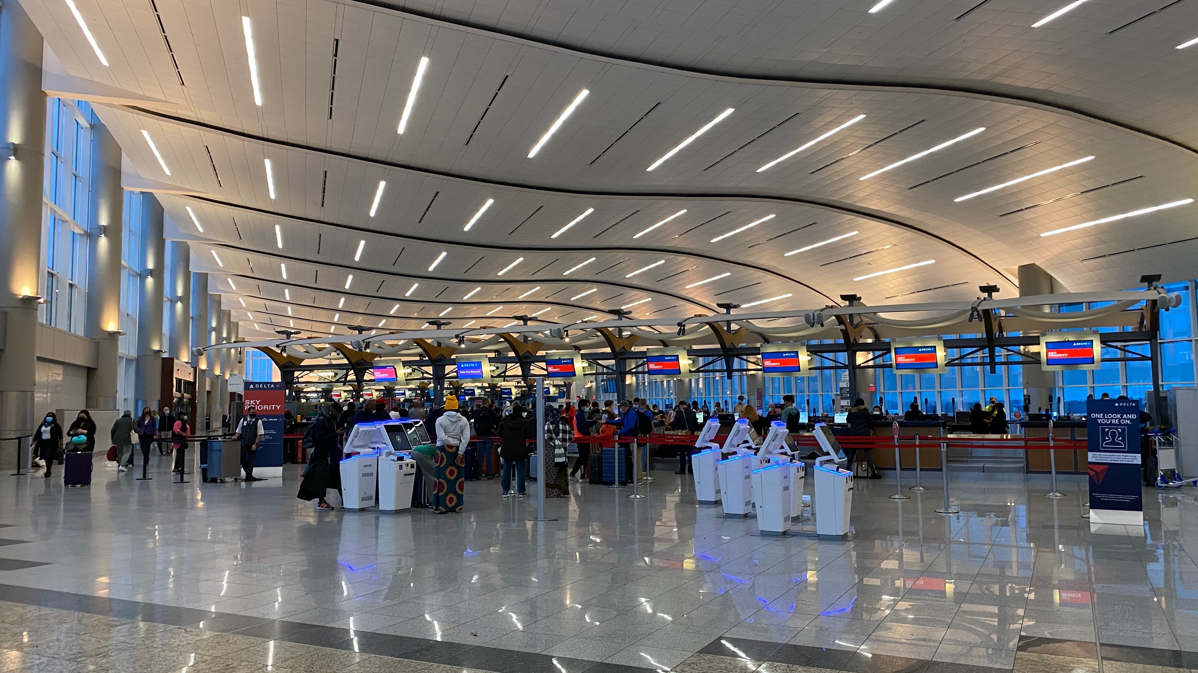 Airline check-in hall at ATL’s International Terminal