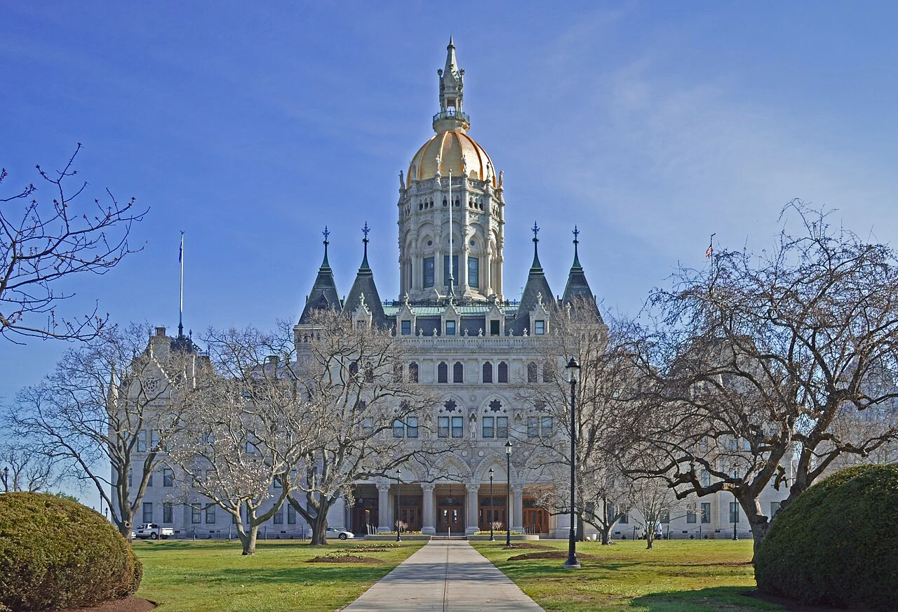 Connecticut State Capitol with its golden dome in Hartford