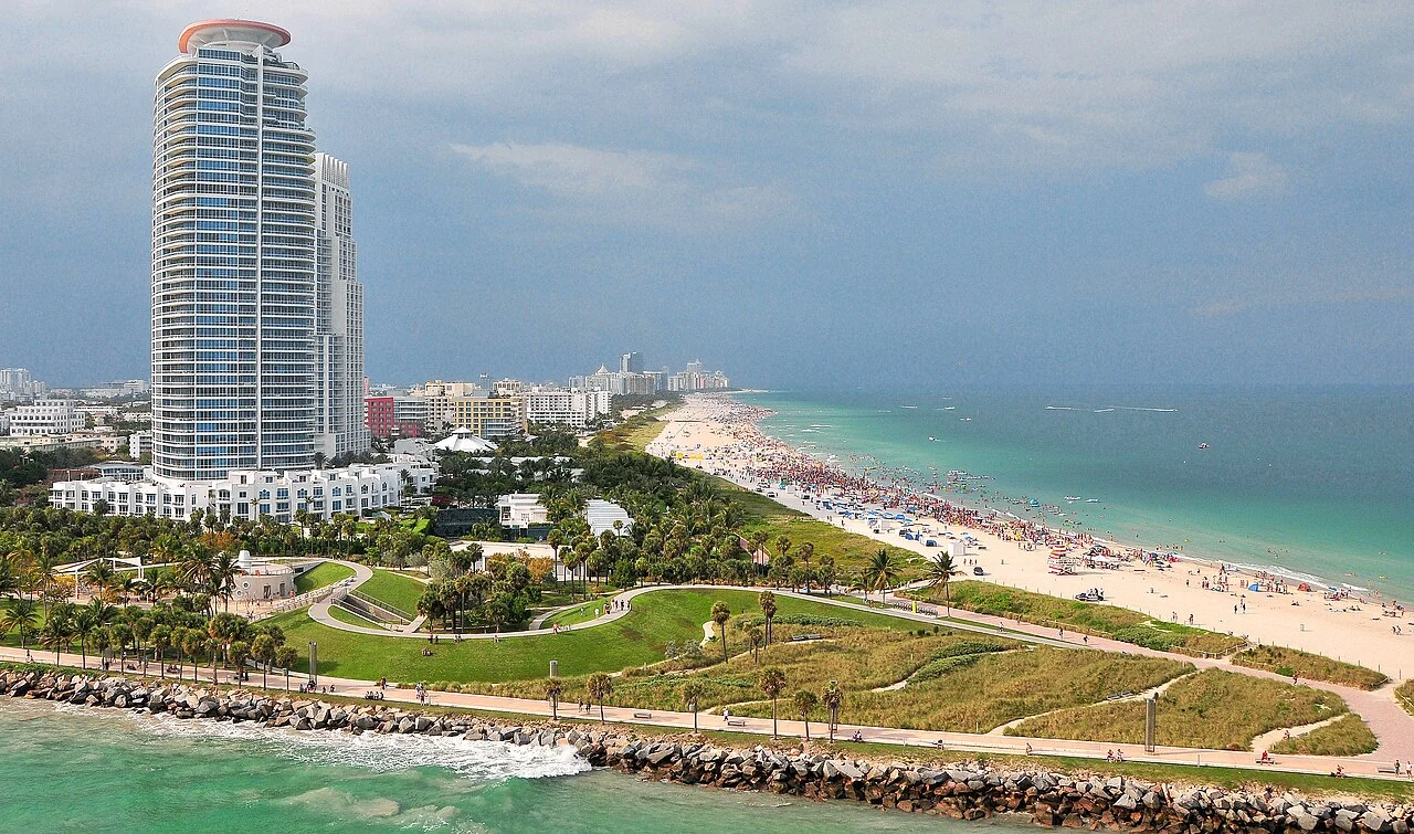 South Beach and the Atlantic coastline in Miami Beach, Florida